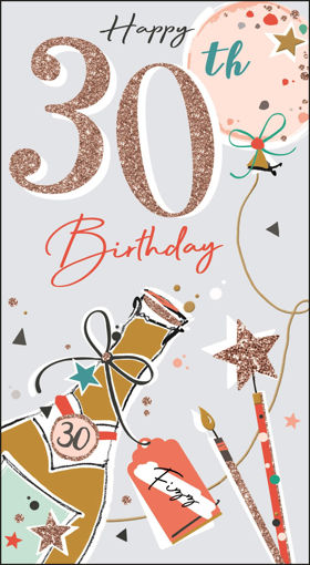 Picture of 30TH BIRTHDAY CARD SILVER W/BALLOON